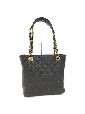 Chanel Pst Chain Tote Bag Caviar Leather Black